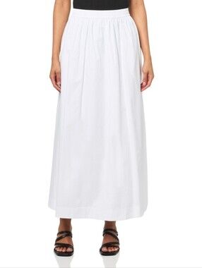 Boss Vlondie White Cotton Poplin Maxi-Skirt Size L